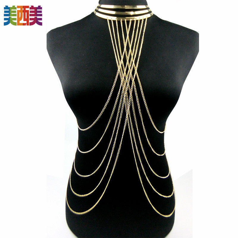Gold Body Chain — Layered Chain Harness Jewellery