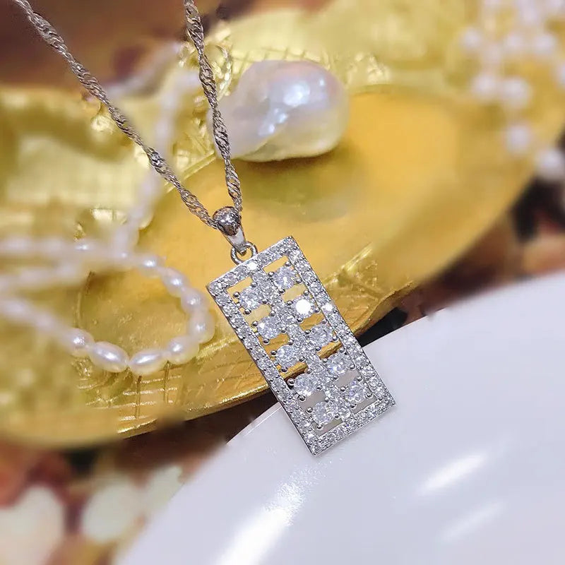 Lucky Abacus Pendant Necklace for Women Fashion Daily Wear Long Chain Accessories