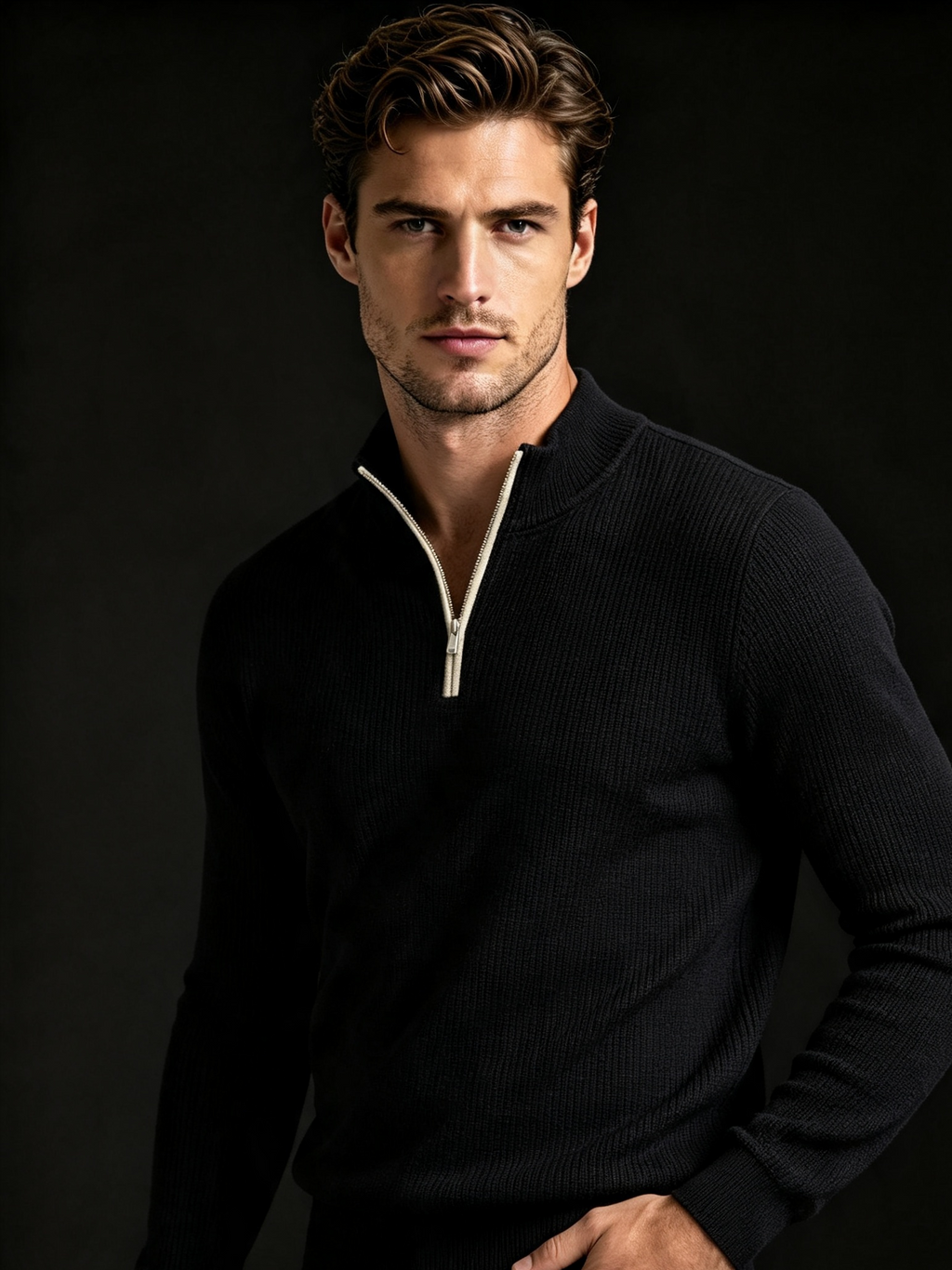 Men's Half-Zip Knitted Sweater — 7 Colours — Oversized Fit