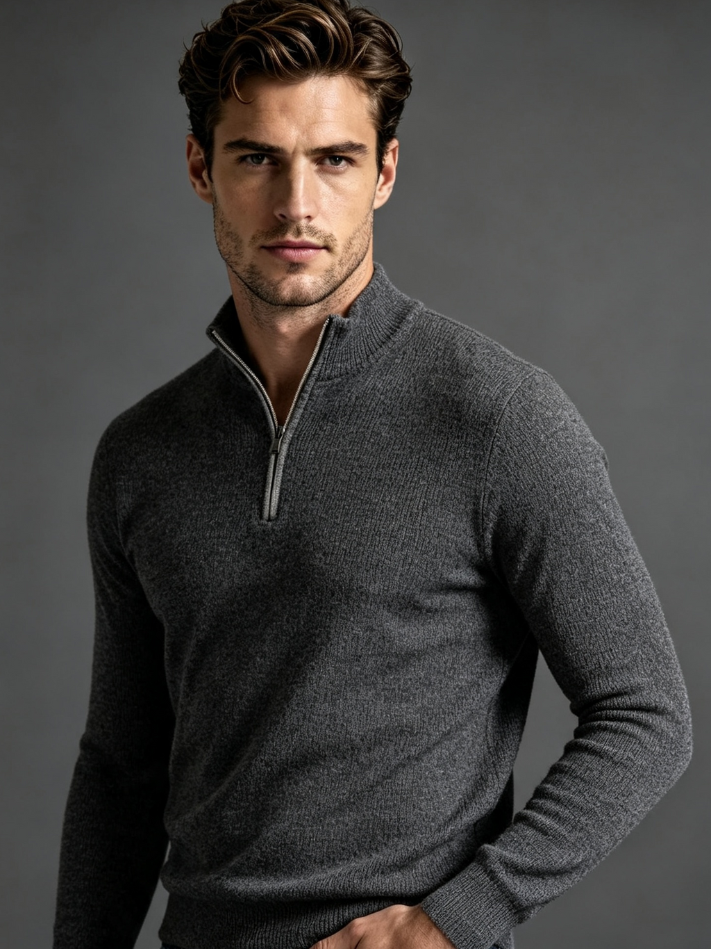Men's Half-Zip Knitted Sweater — 7 Colours — Oversized Fit