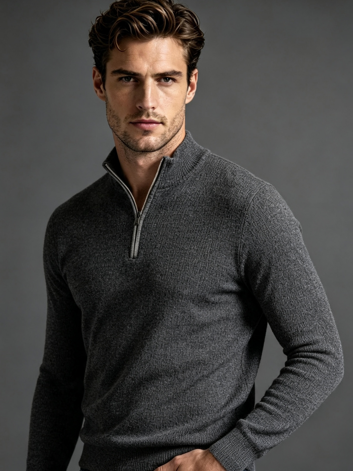 Men's Half-Zip Knitted Sweater — 7 Colours — Oversized Fit