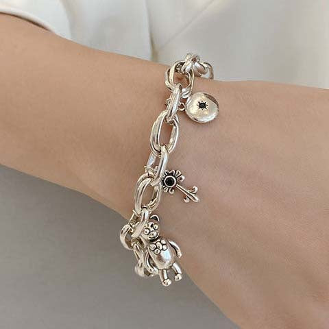 Six-pointed Star Old 925 Sterling Silver Bracelet