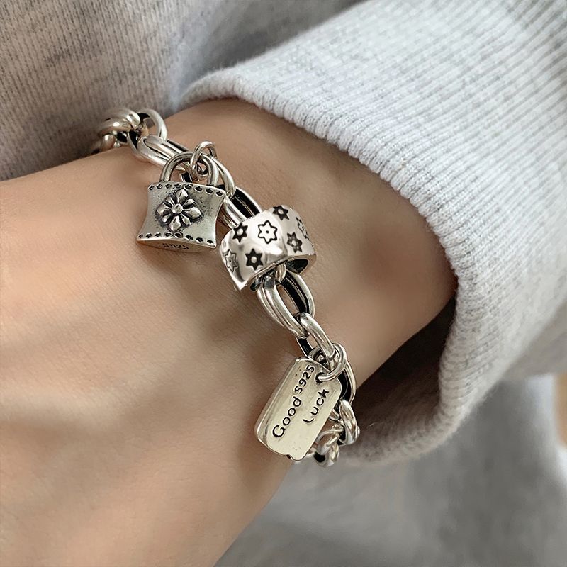 Six-pointed Star Old 925 Sterling Silver Bracelet