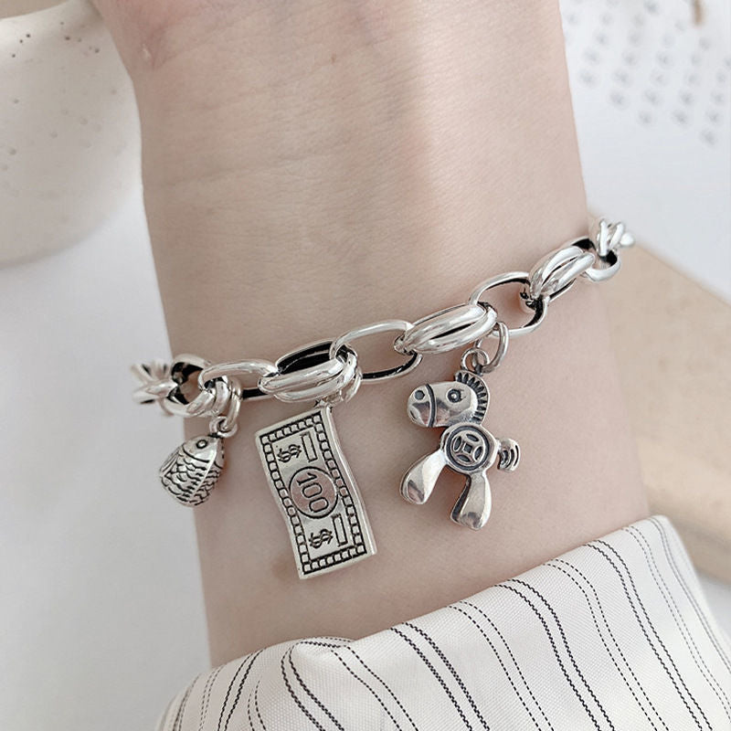 Six-pointed Star Old 925 Sterling Silver Bracelet