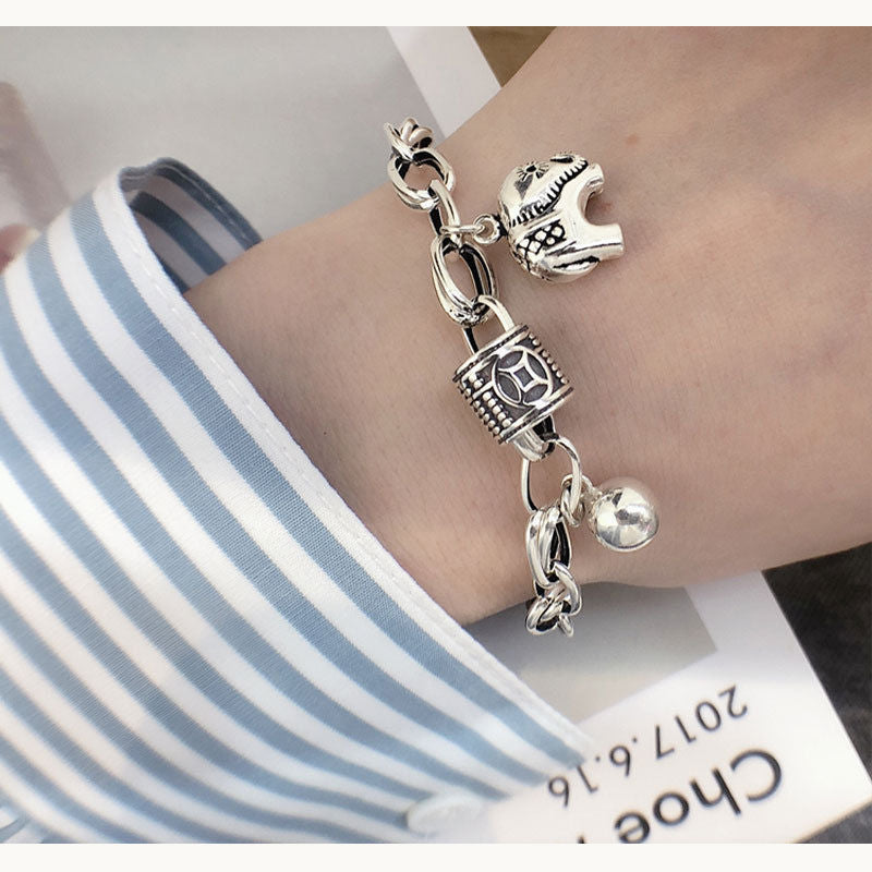 Six-pointed Star Old 925 Sterling Silver Bracelet