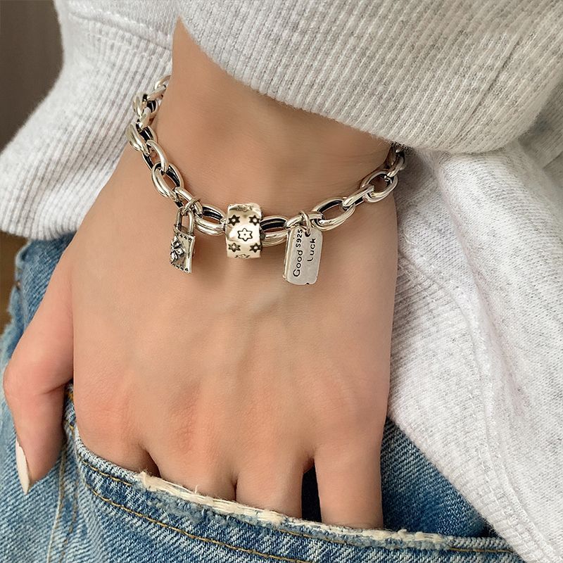 Six-pointed Star Old 925 Sterling Silver Bracelet
