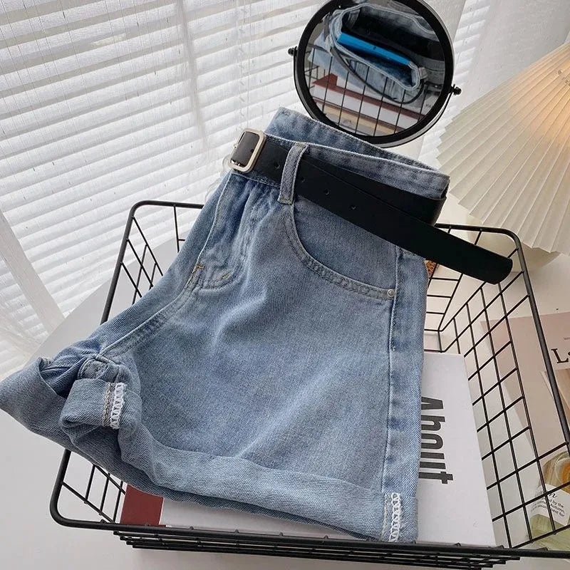 Korean Summer Wide Leg High Waist Denim Shorts