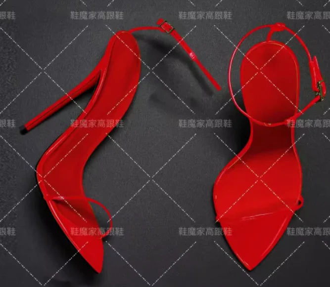 European Station 12cm Pointed Buckle Strap Thin Strap Sexy Super High Heels Sandals Size 35-46 Thin Heel Fashion Shoes