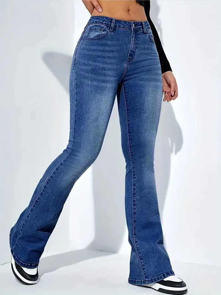 High-Waisted Flare Jeans — Classic
Stretch Denim