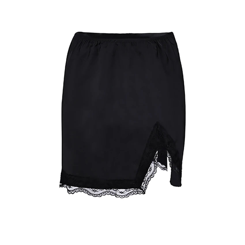 White Lace Trim Mini Skirt