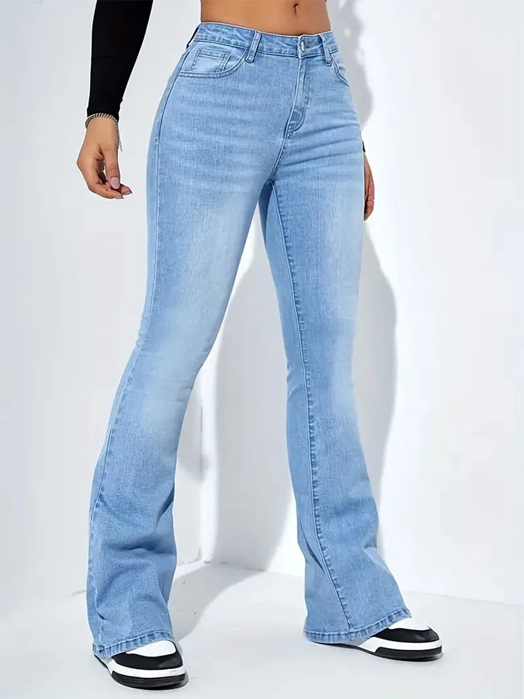 High-Waisted Flare Jeans — Classic
Stretch Denim