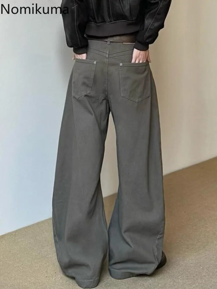 Oversized Grey Barrel Leg Pants