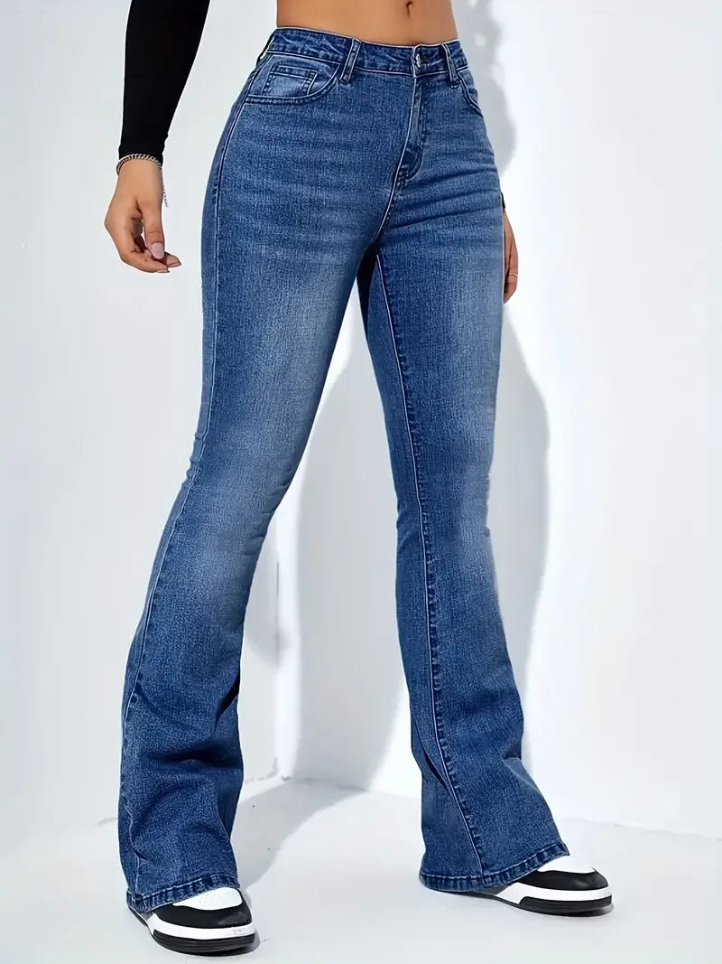 High-Waisted Flare Jeans — Classic
Stretch Denim