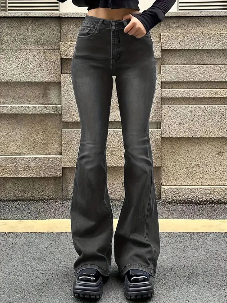 High-Waisted Flare Jeans — Classic
Stretch Denim