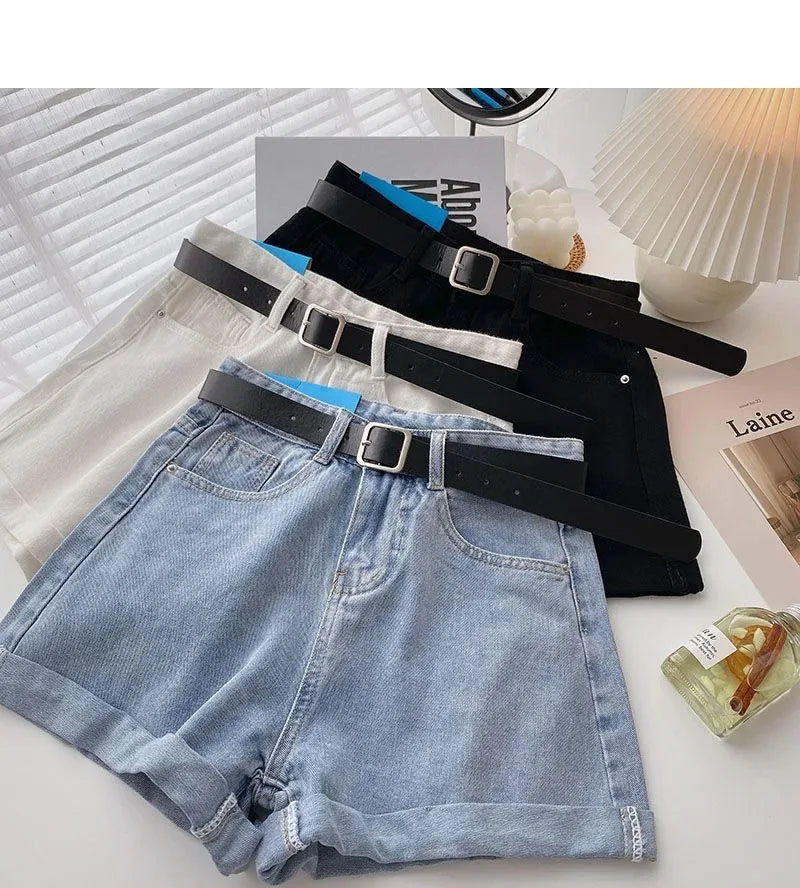 Korean Summer Wide Leg High Waist Denim Shorts