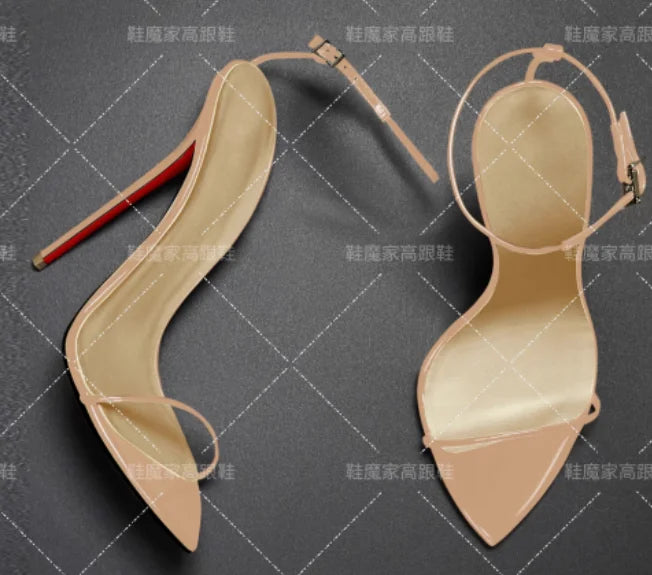European Station 12cm Pointed Buckle Strap Thin Strap Sexy Super High Heels Sandals Size 35-46 Thin Heel Fashion Shoes
