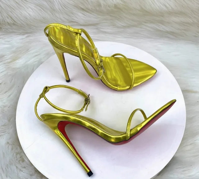 European Station 12cm Pointed Buckle Strap Thin Strap Sexy Super High Heels Sandals Size 35-46 Thin Heel Fashion Shoes