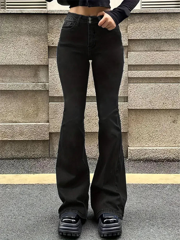 High-Waisted Flare Jeans — Classic
Stretch Denim