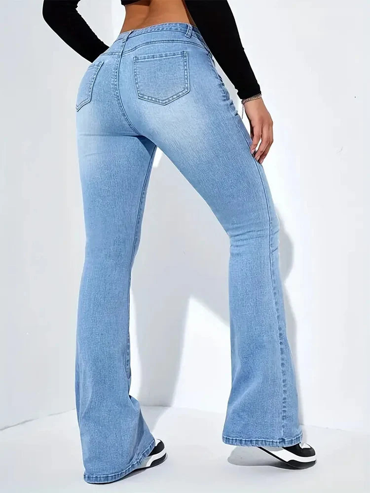High-Waisted Flare Jeans — Classic
Stretch Denim