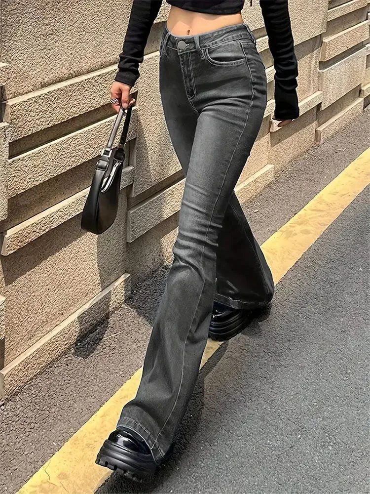 High-Waisted Flare Jeans — Classic
Stretch Denim