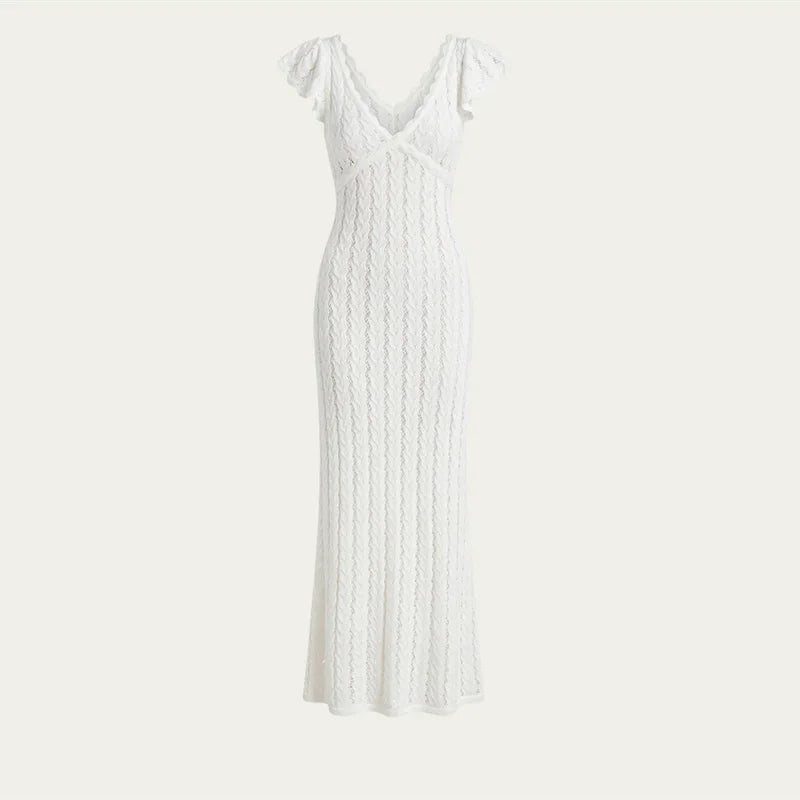 Light Blue Crochet Maxi Dress - Ruffle
Sleeves