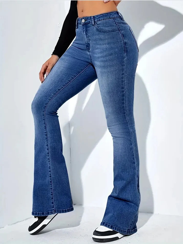 High-Waisted Flare Jeans — Classic
Stretch Denim