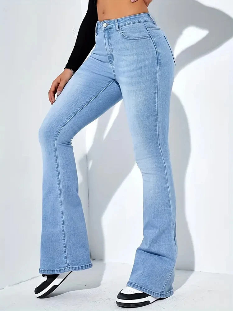 High-Waisted Flare Jeans — Classic
Stretch Denim