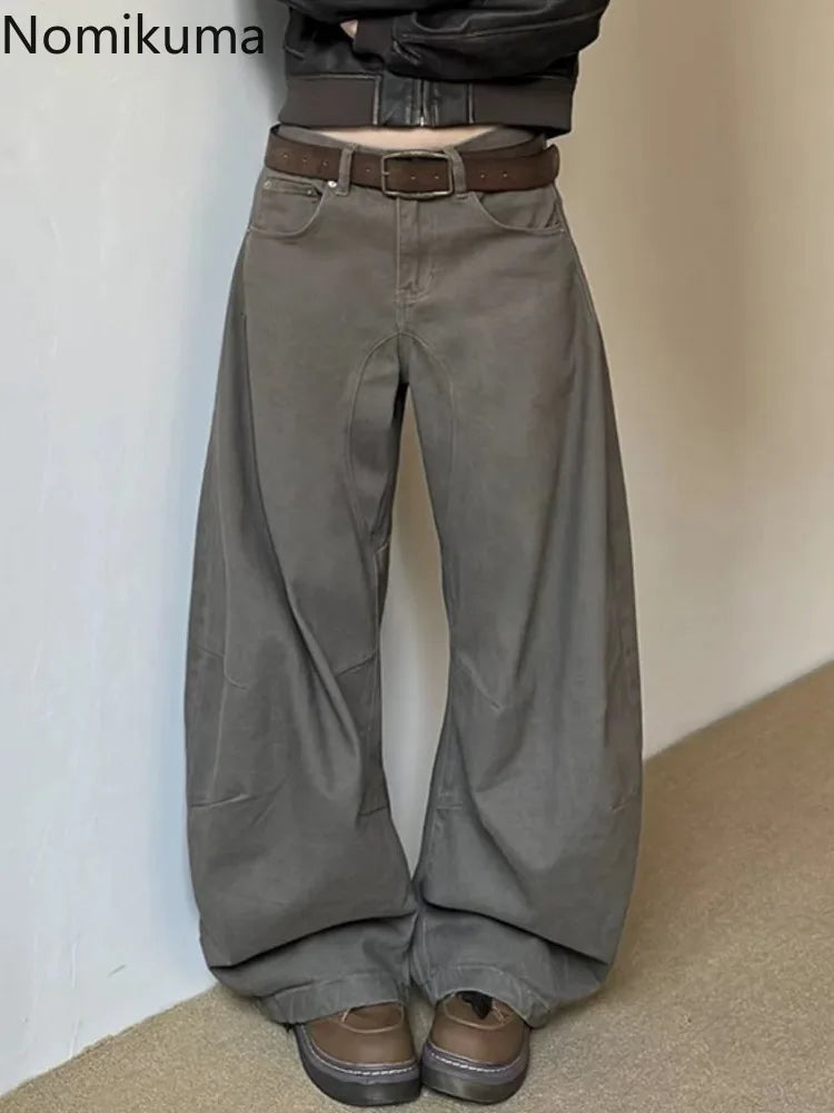 Oversized Grey Barrel Leg Pants