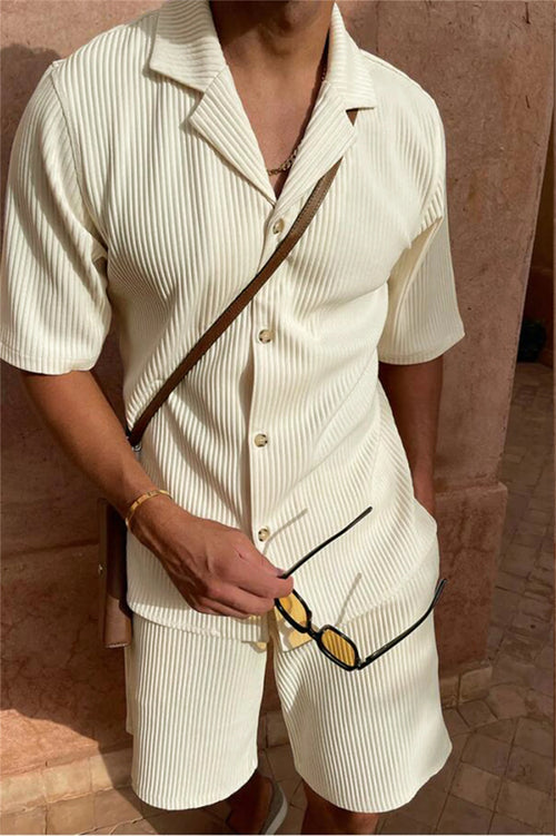 Casual Button-Up Shirt & Matching Bottoms — Multi-Colour