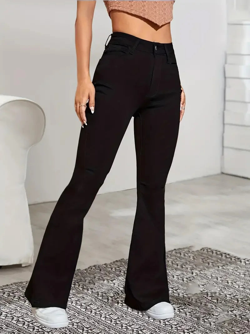 High-Waisted Flare Jeans — Classic
Stretch Denim