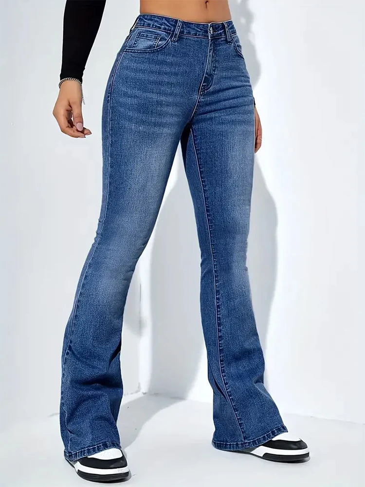 High-Waisted Flare Jeans — Classic
Stretch Denim