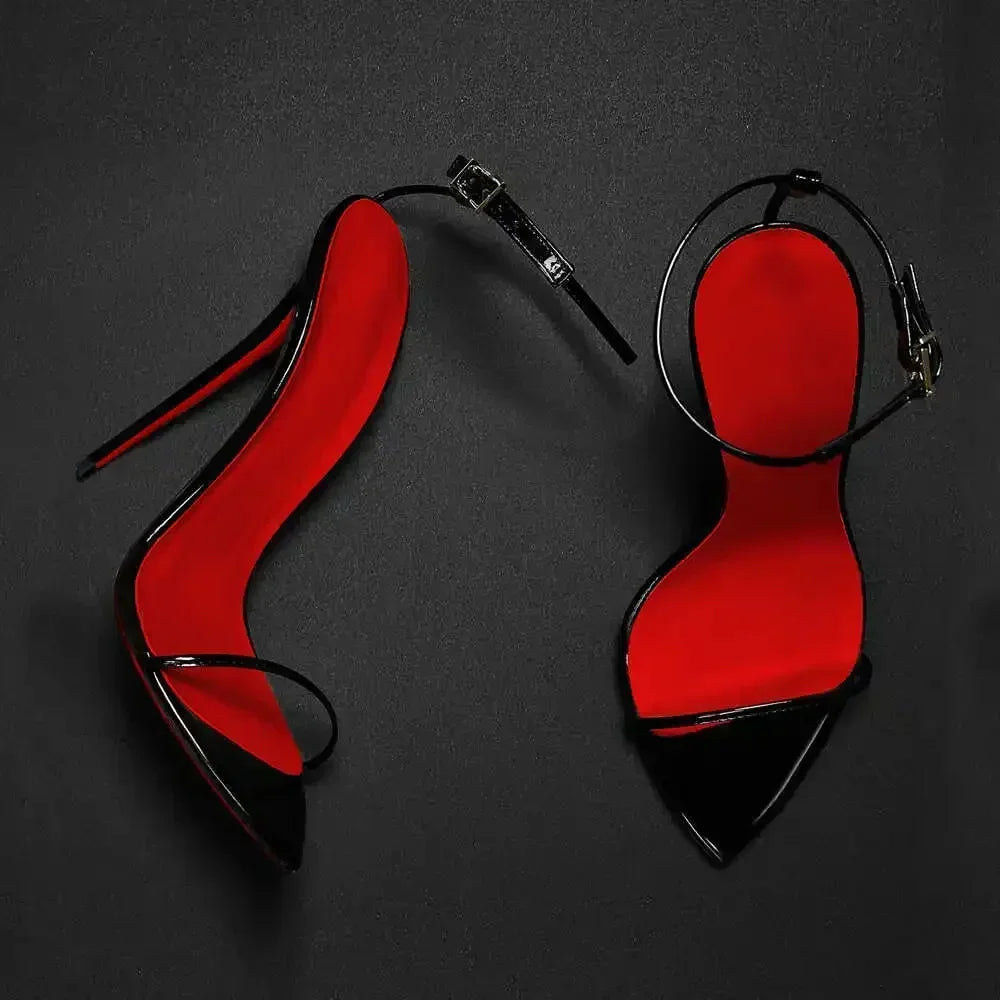 European Station 12cm Pointed Buckle Strap Thin Strap Sexy Super High Heels Sandals Size 35-46 Thin Heel Fashion Shoes