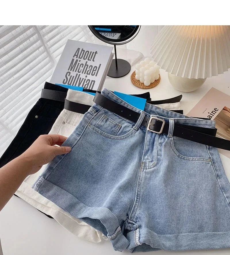 Korean Summer Wide Leg High Waist Denim Shorts