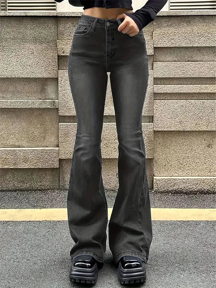 High-Waisted Flare Jeans — Classic
Stretch Denim