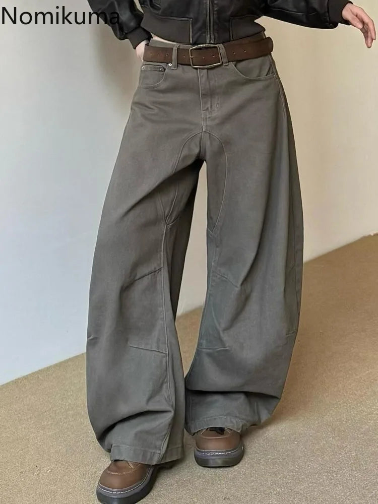 Oversized Grey Barrel Leg Pants