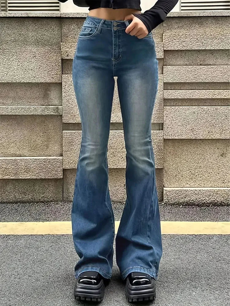 High-Waisted Flare Jeans — Classic
Stretch Denim