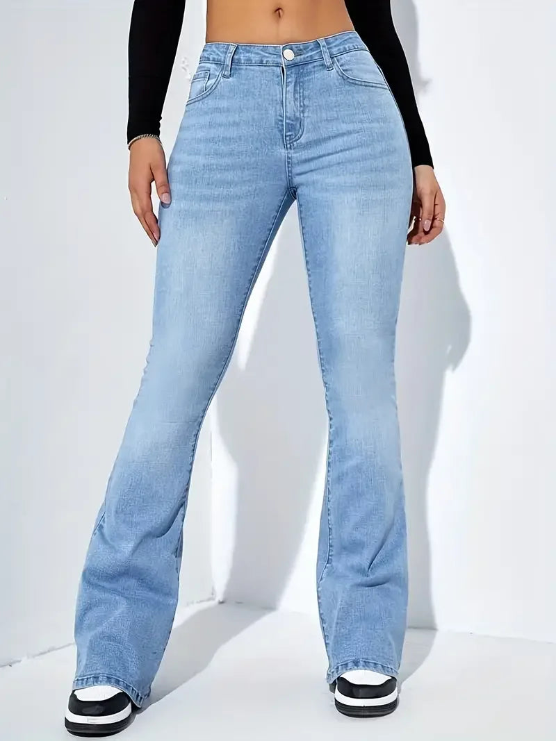 High-Waisted Flare Jeans — Classic
Stretch Denim