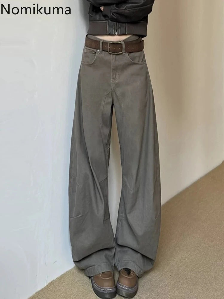 Oversized Grey Barrel Leg Pants