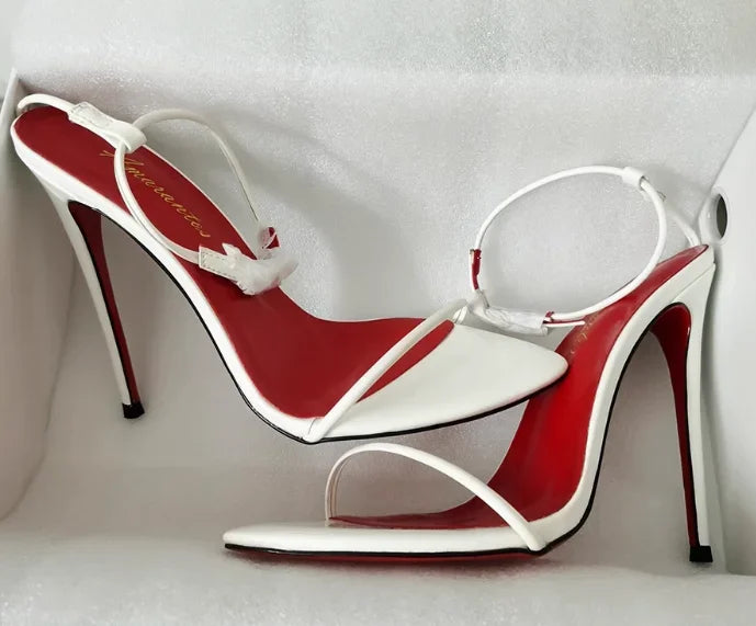 European Station 12cm Pointed Buckle Strap Thin Strap Sexy Super High Heels Sandals Size 35-46 Thin Heel Fashion Shoes