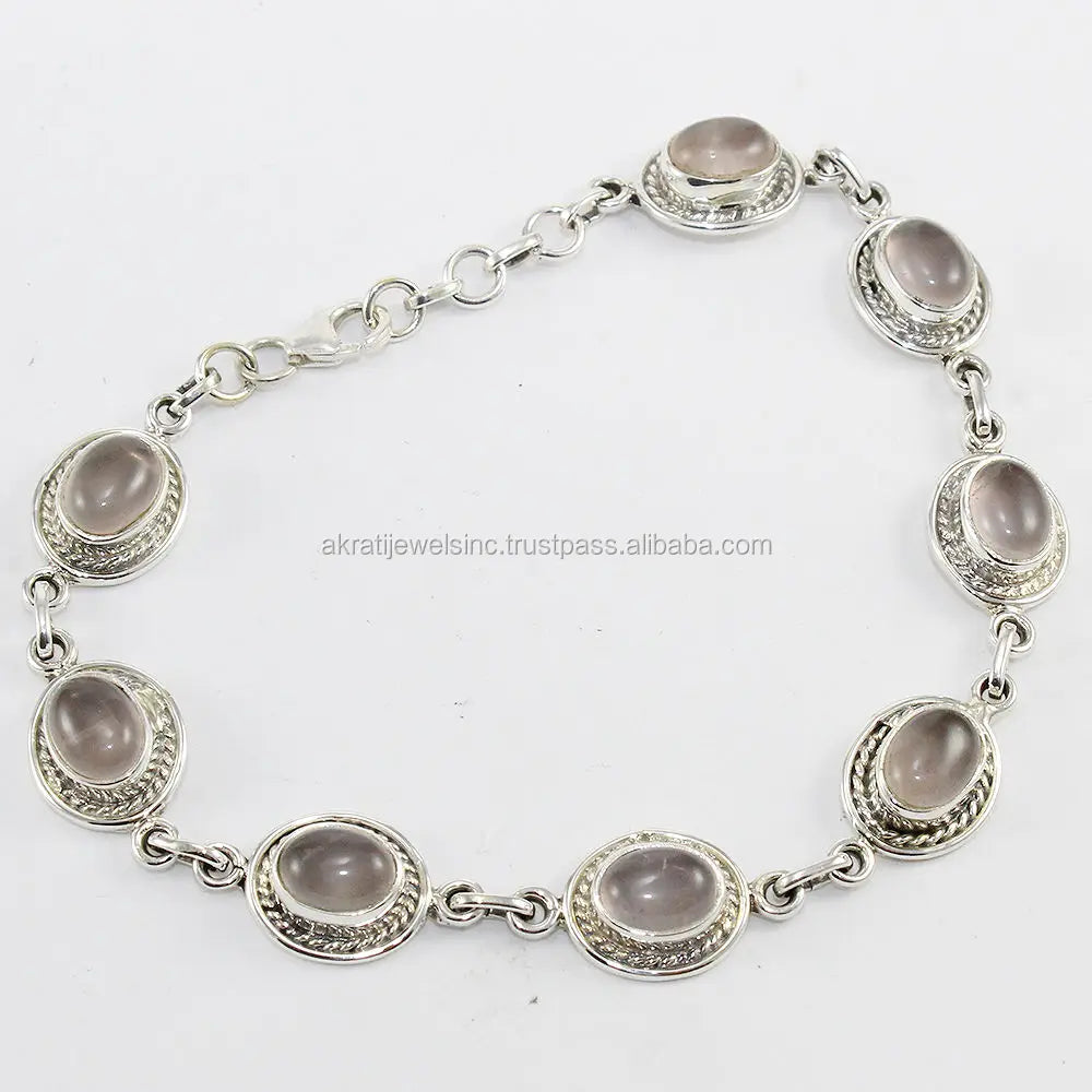 Rawa Work 925 Sterling Silver Rose Quartz Gemstone